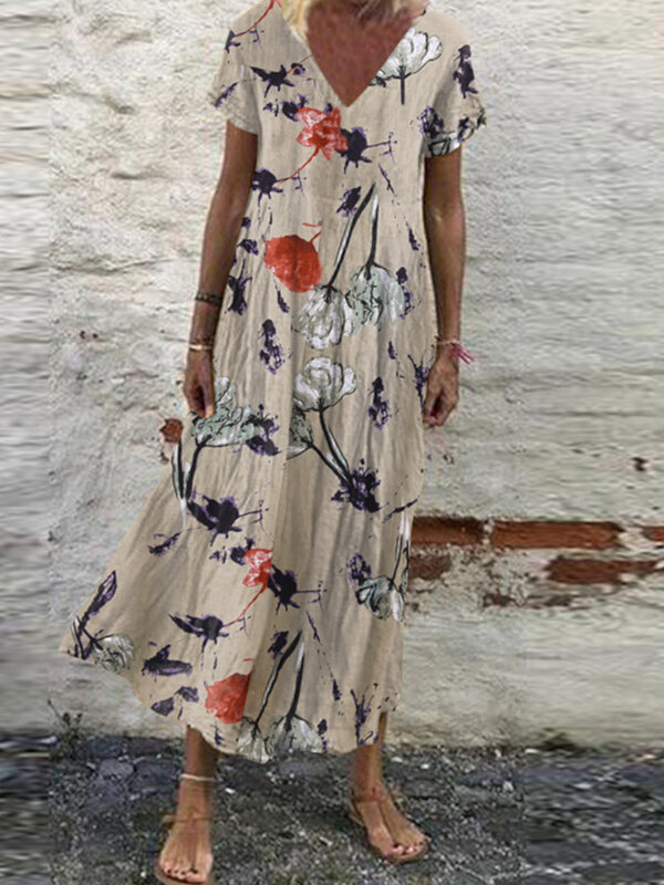 فستان صيفي واسع الحجم للنساء من ZANZEA 2023 فستان قفطان مطبوع بأكمام قصيرة فساتين نسائية غير رسمية