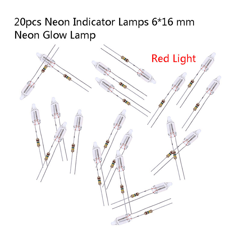 مصابيح مؤشر نيون توهج النيون ، مصابيح توهج مع المقاومة ، صوفي V ، 6x16 ، 20