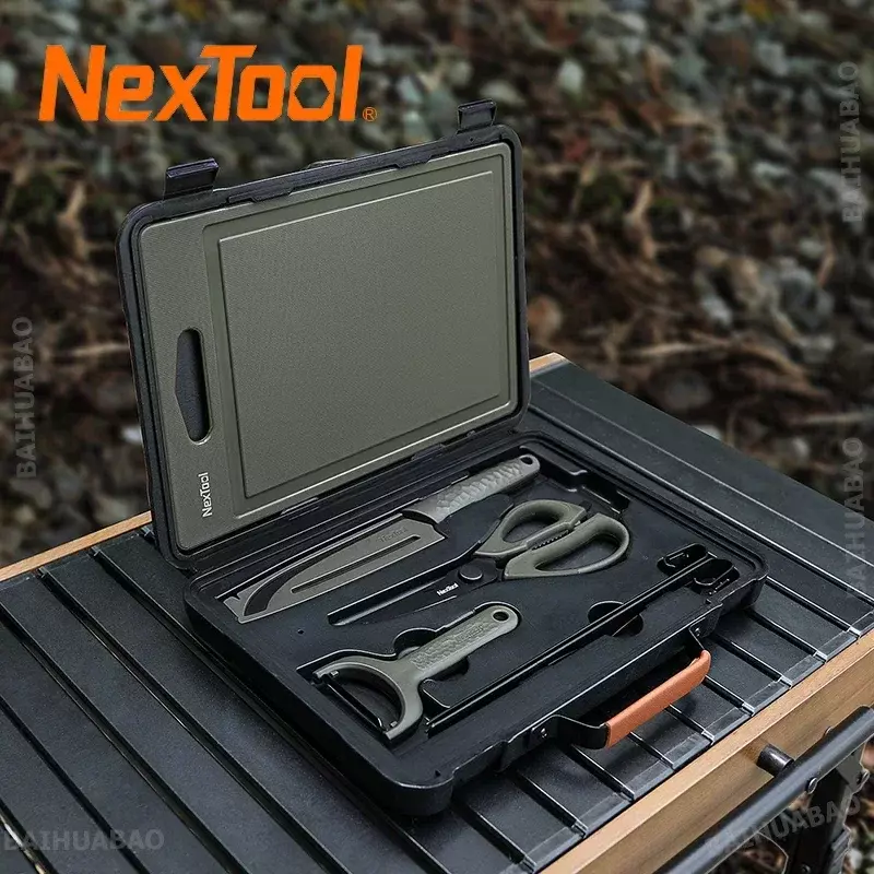 Nextool-مجموعة أدوات الشواء والتخييم في الهواء الطلق ، سكين نزهة ، لوحة التقطيع ، مقص متعدد الوظائف ، مكتب محمول ، علبة حمل BBQ