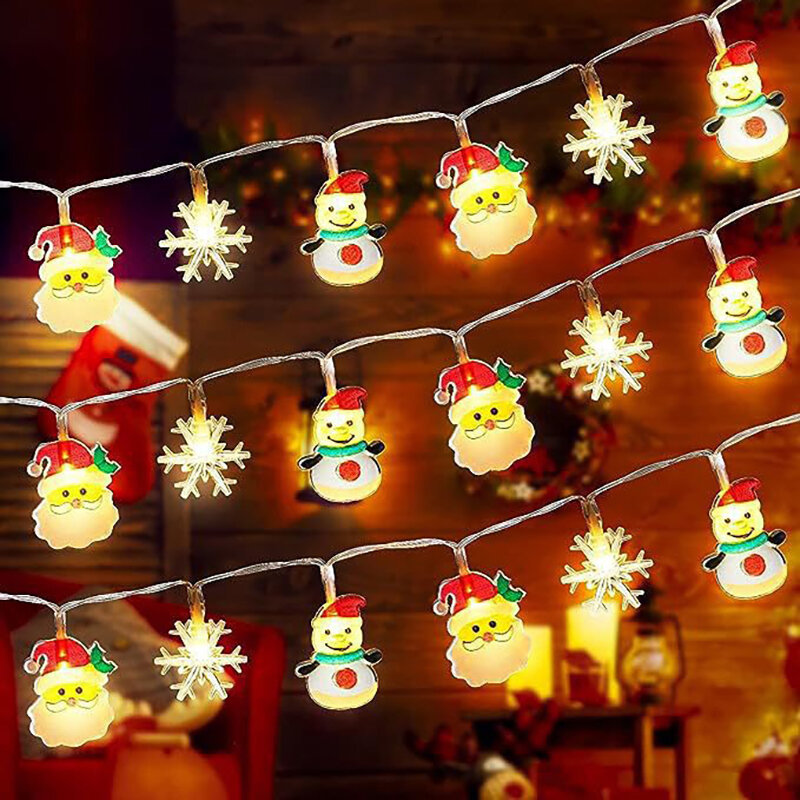 سلسلة إضاءة معلقة لعيد الميلاد ، ثلج ، سانتا ، ينظف مصباح شجرة عيد الميلاد ، المعلقات الحلي ، ديكور عيد ميلاد سعيد ، 1.5 متر ، 10LED