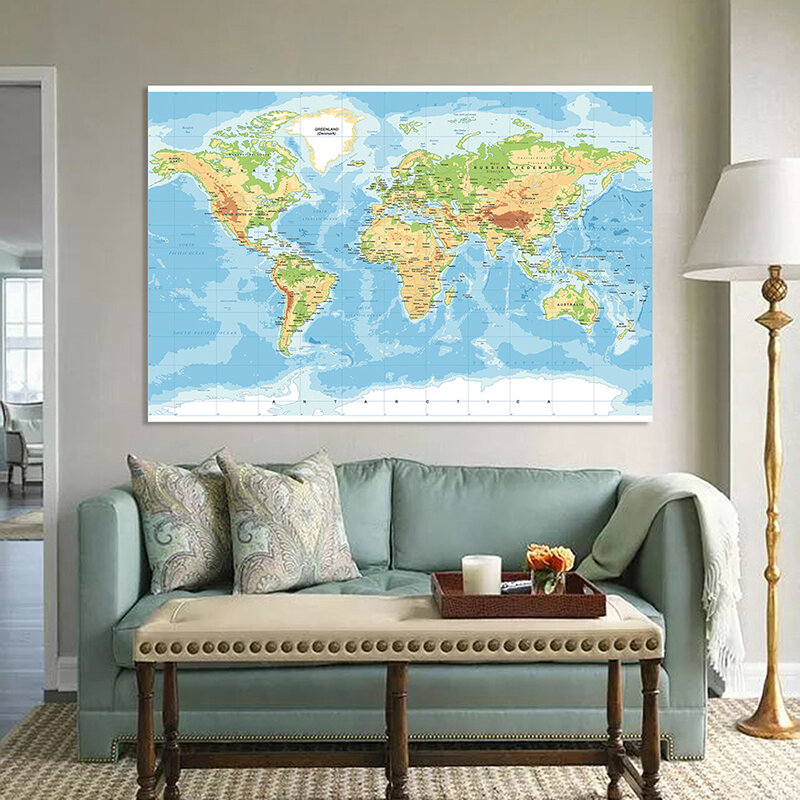 العالم غير المنسوجة ميركاتور خريطة الإسقاط دون بلد العلم والتعليم والثقافة ، 150x225cm