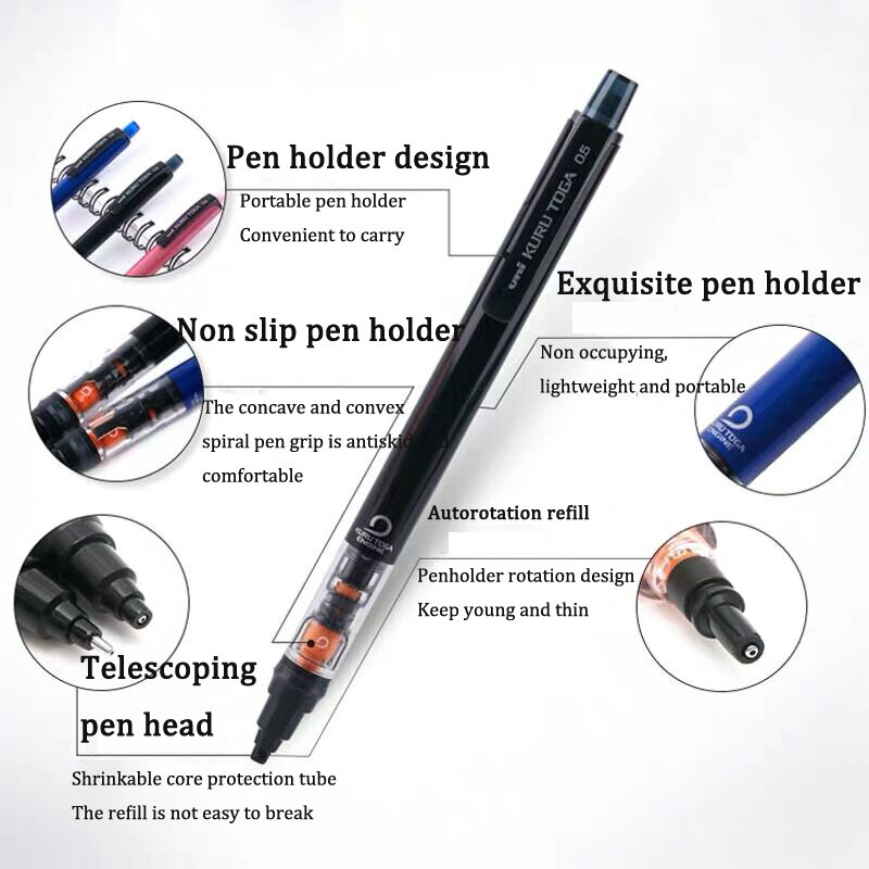 Uni KURU TOGA قلم رصاص ميكانيكي M5-452 0.5 مللي متر الرصاص الأساسية منخفضة مركز الجاذبية دوران lapicero اللوازم المدرسية اليابان القرطاسية