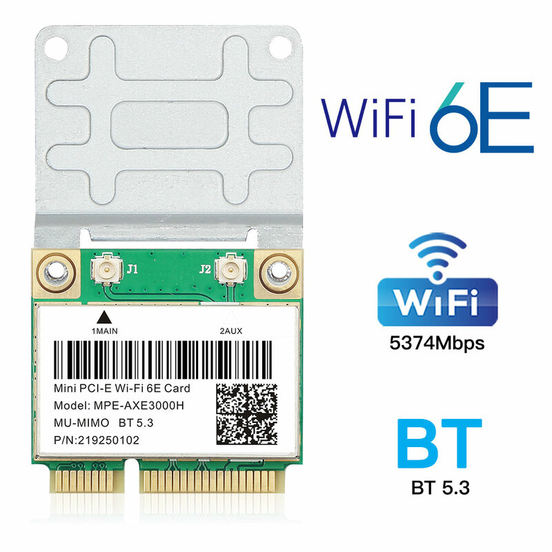بطاقة واي فاي واي فاي 6E 5374Mbps AX210 لاسلكية صغيرة PCI-E واي فاي لبلوتوث 5.3 802.11AX 2.4G/5G/6Ghz Wlan محول بطاقة الشبكة ل Win10