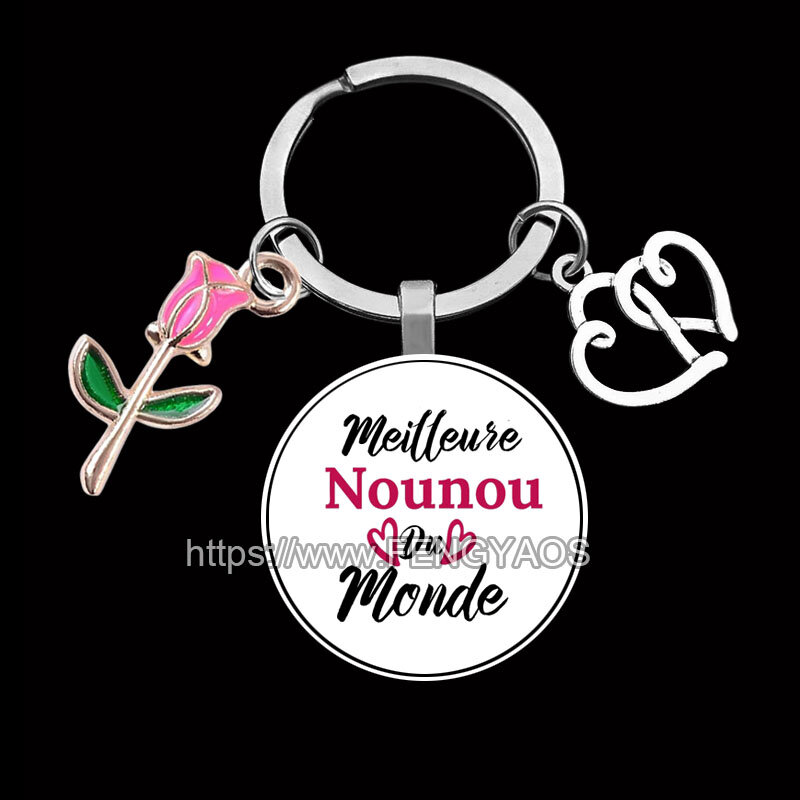 سلاسل المفاتيح الفرنسية Merci Nounou هدايا عيد الشكر لمربية المفاتيح أفضل هدية لنونو