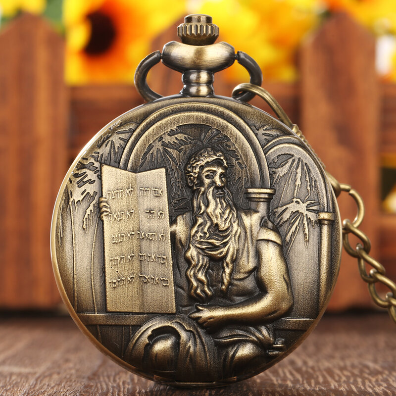 العتيقة برونزية الدينية ريترو يسوع الكتاب المقدس تصميم خمر كوارتز ساعة الجيب قلادة الساعات قلادة سلسلة جيب ساعة الرجال
