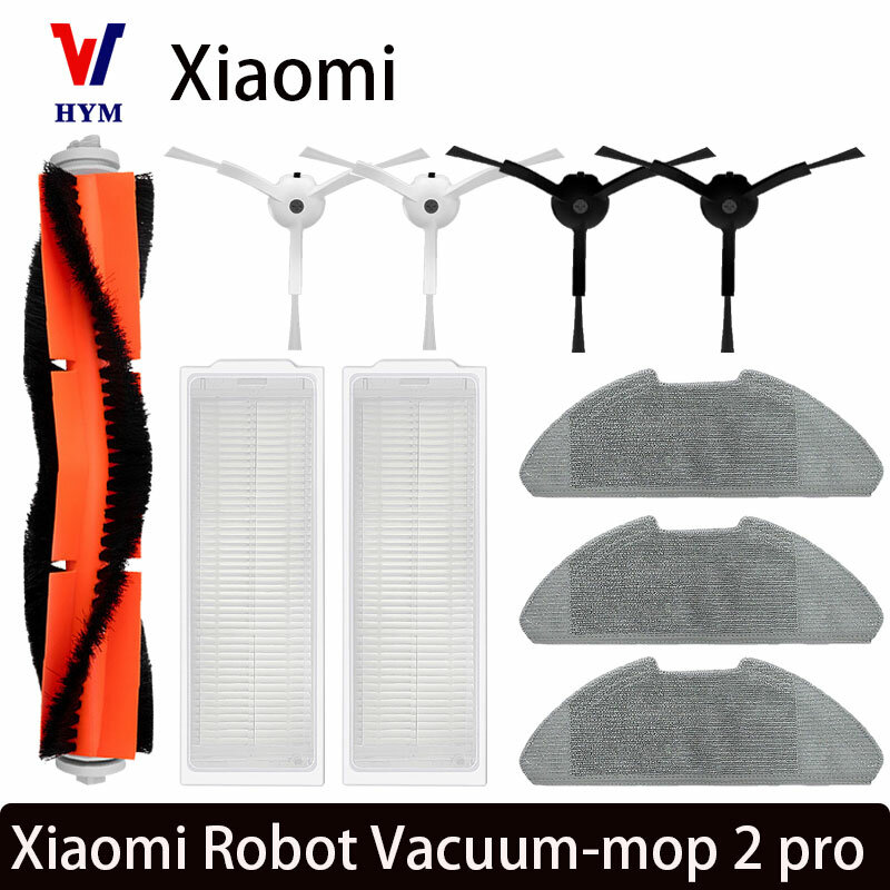 شاومي mijia-mop 2 pro/lite ، فلتر hepa ، قماش ممسحة ، فرشاة جانبية رئيسية ، ملحقات المكنسة الكهربائية