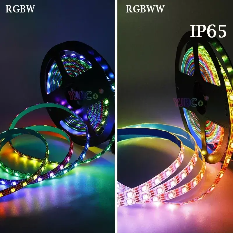12V DC 5m RGBW RGBWW addressable 4 in 1 LED Strip Tape pixle IC SK6812 60leds/m SMD 5050 RGB+White/warm White Smart light bar
