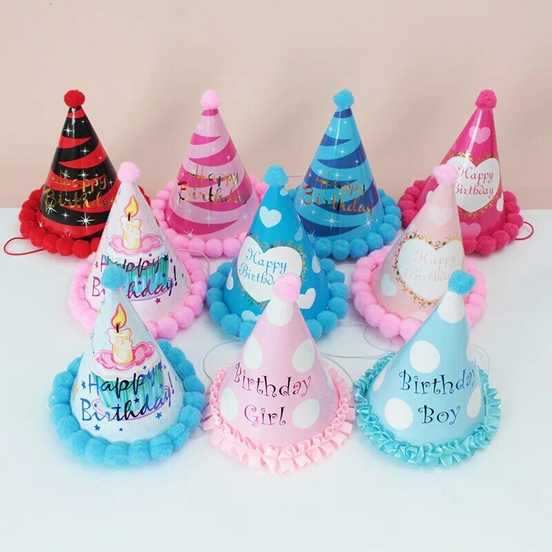 5 قطعة قبعة حفلات عيد ميلاد الأطفال الملونة بوم بوم القبعات أصدقاء الأسرة أنشطة الحفلات أغطية الرأس زينة هدايا للأطفال XPY