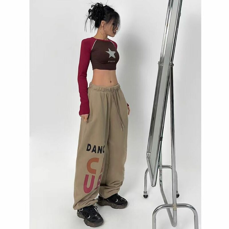 الأمريكية 2023 شارع العليا طماق Sweatpants المرأة الشتاء تصميم تحسس الرباط مطبوعة هارون السراويل Pants غير رسمية العصرية ins