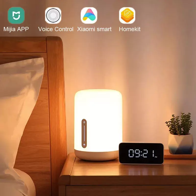 شاومي-ميجيا مصباح LED لجانب السرير ، استيقظ ضوء الليل ، 2 منطقة مضيئة كبيرة ، مصباح مفتاح يعمل باللمس ، تحكم صوتي ذكي ، ميل منزلي