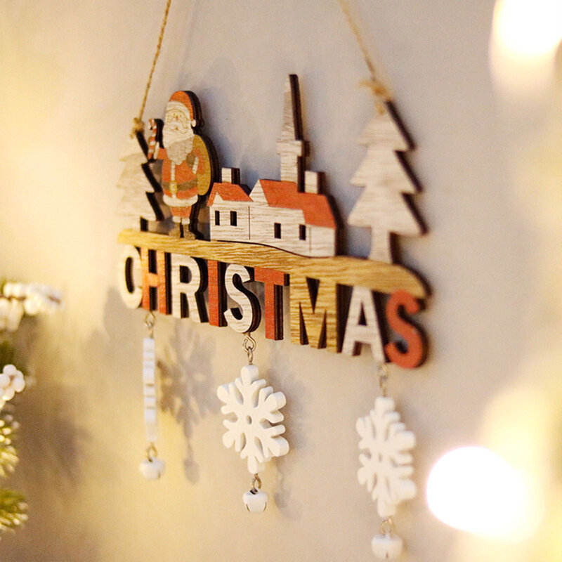 علامات خشبية معلقة عيد الميلاد ، والحرف ، سانتا كلوز ، ندفة الثلج ، المعلقات الباب ، المنزل ، سنة جديدة سعيدة