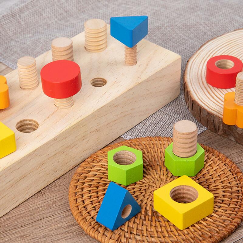 صواميل وبراغي خشبية مونتيسوري ، لعبة تعليمية ، مطابقة ، متينة ، تنمية ، للأطفال