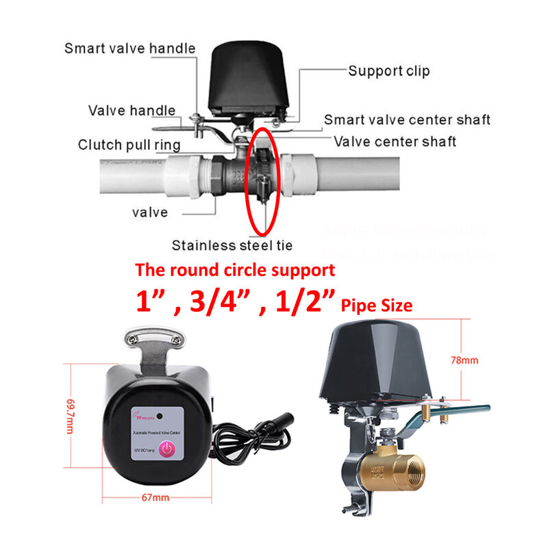 Tuya Smart WiFi ZigBee Water Gas Leakage Valve ON / OFF التحكم التلقائي للعد التنازلي صمام Alexa Google Home Shut Off Controller