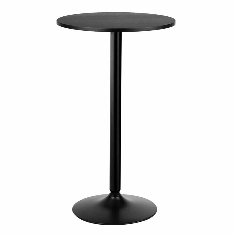 Gymax-طاولة كوكيز سوداء بقاعدة معدنية ، طاولة حانة مستديرة ، بار بيسترو ، ارتفاع 24 في