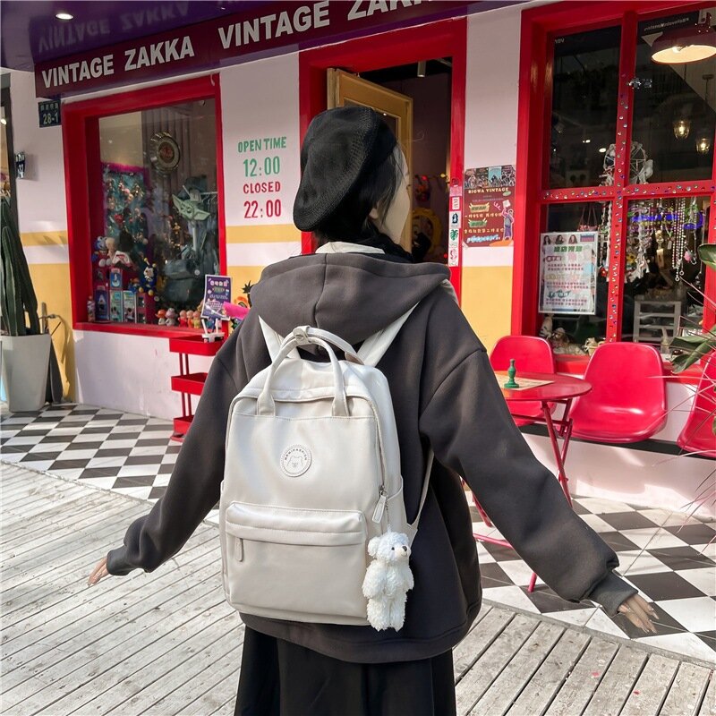 حقيبة ظهر نايلون متعددة الجيوب للرجال والنساء ، حقيبة يد كبيرة السعة ، حقيبة مدرسية للترفيه ، حقيبة كمبيوتر بسيطة ، لون ثابت ، جديد