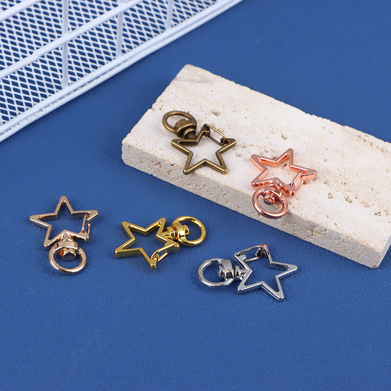 نجمة المفاتيح جراد البحر المشبك السنانير ، المفاجئة هوك ، حلقة رئيسية ، سلسلة DIY بها بنفسك مجوهرات صنع الملحقات ، 23x33 مللي متر ، 5 قطعة