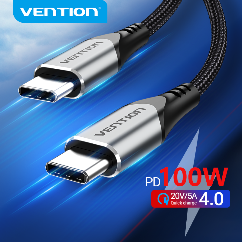 Vention USB نوع C إلى USB C كابل PD 100 واط 60 واط شاحن سريع لسامسونج شاومي ماك بوك باد تهمة سريعة 4.0 5A USB C تهمة الحبل