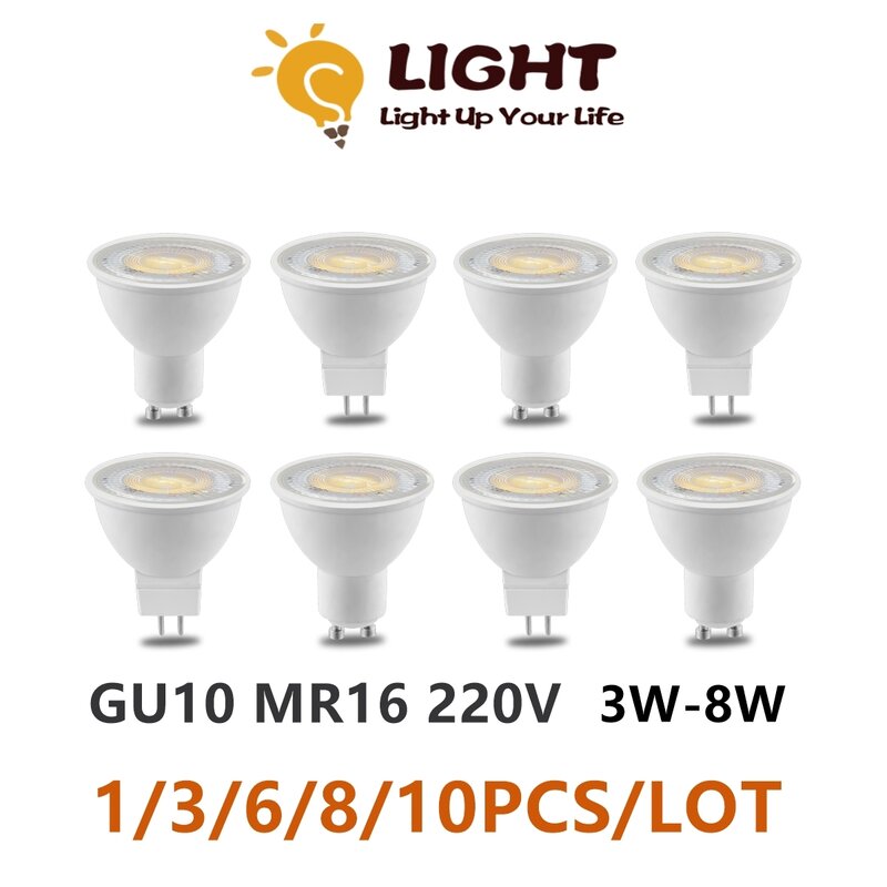 1-10 قطعة GU10 MR16 LED مصباح الأضواء لمبة 38 درجة لامبارا AC220V 120 فولت 3 واط-8 واط bombillas led MR16 Lampada بقعة ضوء 3 واط 5 واط 6 واط 7 واط