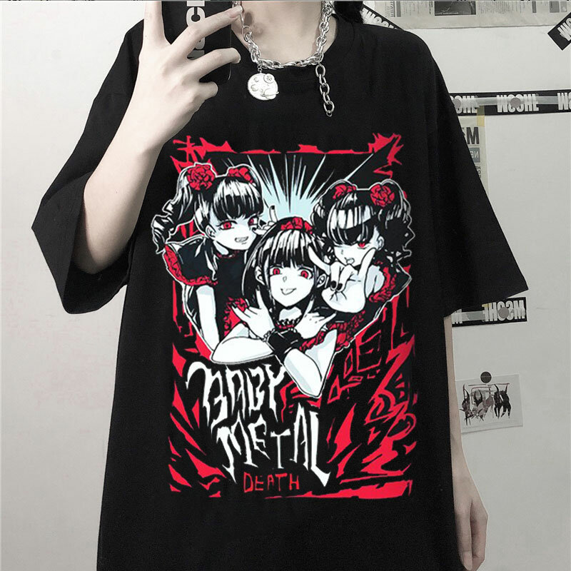 Women's T-shirt Street Gothic T-shirt Summer New Style Ins Harajuku Plus Size Loose Print Top Tee Punk Women's Oversized T-shirt #2