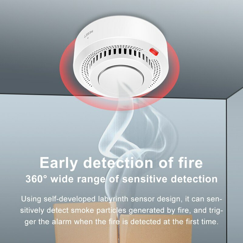جهاز إنذار دخان Tuya WiFi للحماية من الحريق كاشف الدخان مجموعة Smokehouse