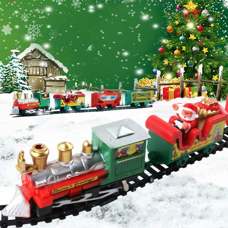 عيد الميلاد الكلاسيكية لعبة قطار مجموعات مع سيارات البضائع ، DIY بها بنفسك تجميع الألعاب التعليمية ، متعة السكك الحديدية بناء السيارة