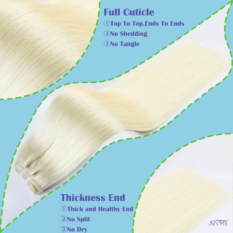 JSNME-حزم لحمة شعر بشري مستقيم للنساء ، نسج ريمي الأوروبي ، خياطة في وصلات لحمة ، شعر أشقر ، شعر طبيعي ، 14 في-24 في
