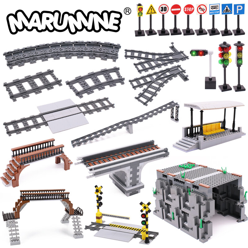 Marumine MOC قطار المدينة بناء نموذج عدة لينة محفور مسارات مستقيمة نفق ضوء المرور متوافق 53401 كتل الطوب