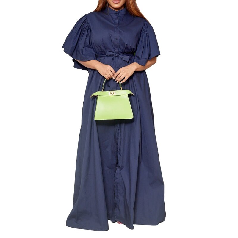 فستان داشيكي أفريقي للنساء ، طويل ، أنيق ، نصف كم ، بوليستر ، ملابس صيفية ، مقاس