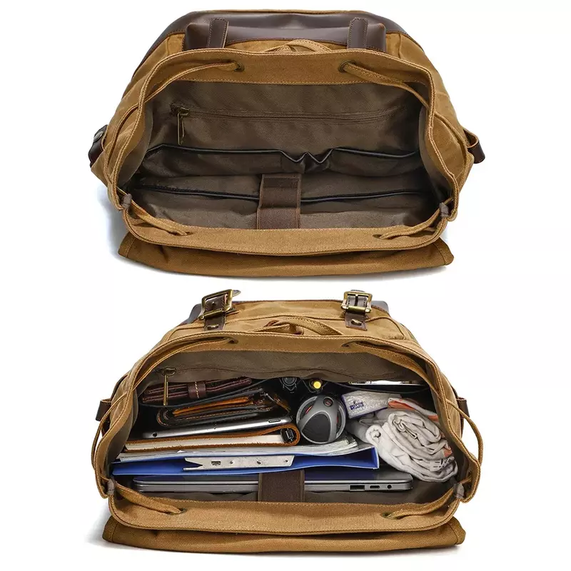 حقيبة ظهر جلدية مزدوجة الكتف للرجال ، حقيبة سفر ، كبيرة ، سوداء ، سفر ، علامة تجارية