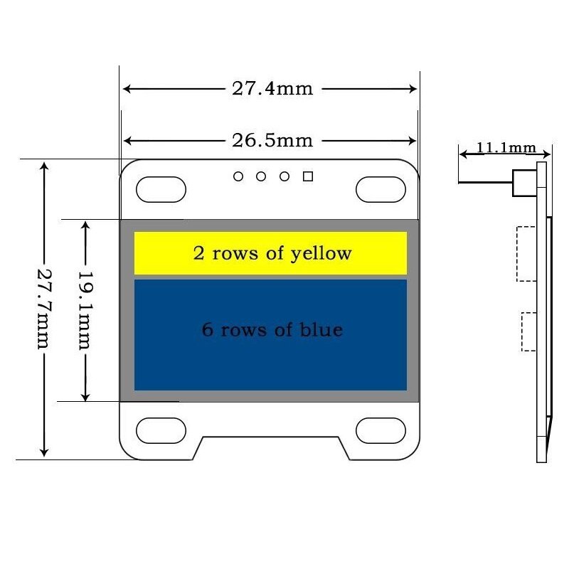 0.96 بوصة OLED وحدة عرض SSD1306 I2C IIC SPI المسلسل 128X64 LCD 4 دبوس أصفر أزرق أبيض لاردوينو (دبوس رؤوس ملحوم)