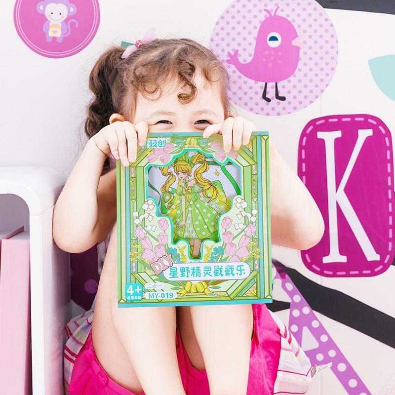 الإبداعية لغز ثقب اللوحة الأميرة اللباس متابعة نشاط كتاب تصميم الأزياء رسم كتاب DIY بها بنفسك Poke متعة لعب الاطفال الحرفية عدة