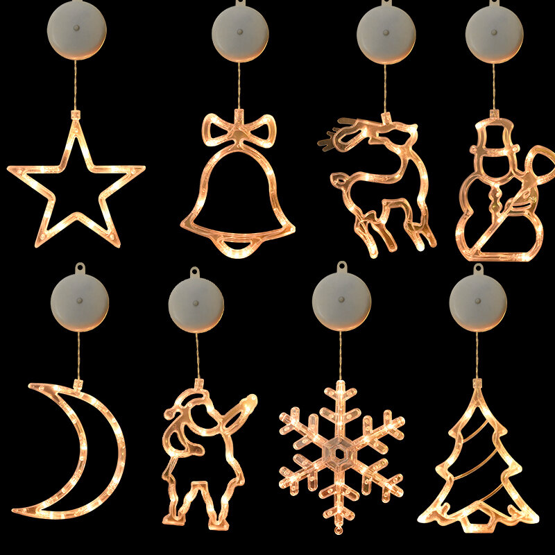 عيد الميلاد LED الحلي الخفيفة ، مصباح مصاصة معلقة ، ندفة الثلج ، سانتا ، الأيائل ، عيد الميلاد ، نافذة الديكور للمنزل ، السنة الجديدة ، 2024