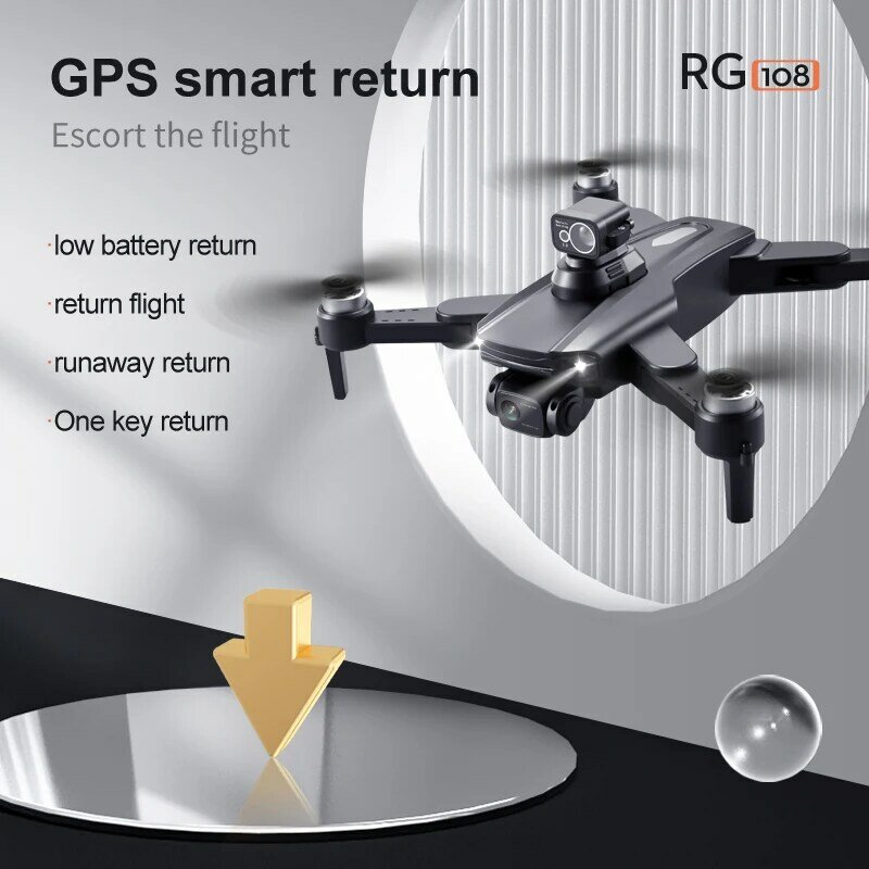 RG108 نظام تحديد المواقع بدون طيار 8K عالية الوضوح كاميرا مزدوجة التصوير الجوي فرش السيارات للطي تجنب عقبة أربعة محاور الطائرات