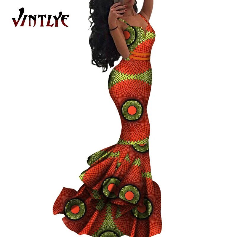 فساتين الأفريقية للنساء أنقرة موضة رداء الأفريقية فام مطبوعة Dashiki ملابس سيدة حفلة بازان الثراء الرسن فستان طويل