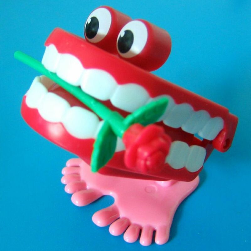 لطيف بابل طقم الأسنان الثرثرة مضحك البلاستيك يختتم عقارب الساعة لعبة عقارب الساعة لعبة الأسنان ارتفع المشي شكل الأسنان