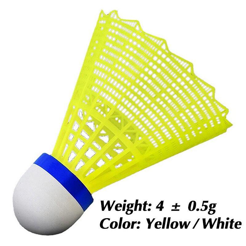 كرة الريشة البلاستيكية دائم للطلاب ، الكرة النايلون الأصفر والأبيض ، 1 قطعة