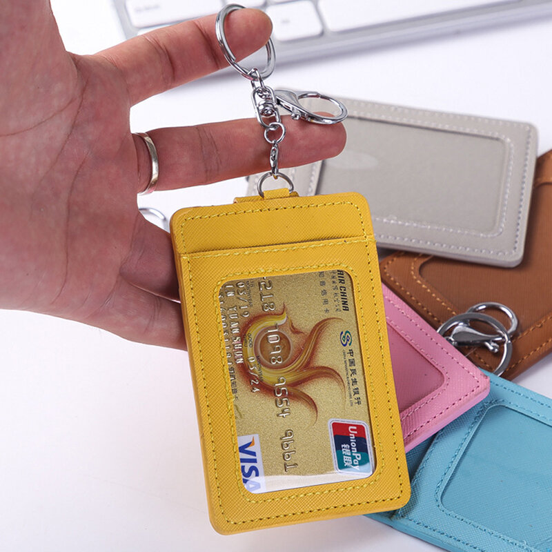 للجنسين الألوان المحمولة حامل بطاقات التعريف الشخصية بطاقات الحافلة حافظة مكتب العمل مفتاح ميدالية مفاتيح ذات حلقة أداة