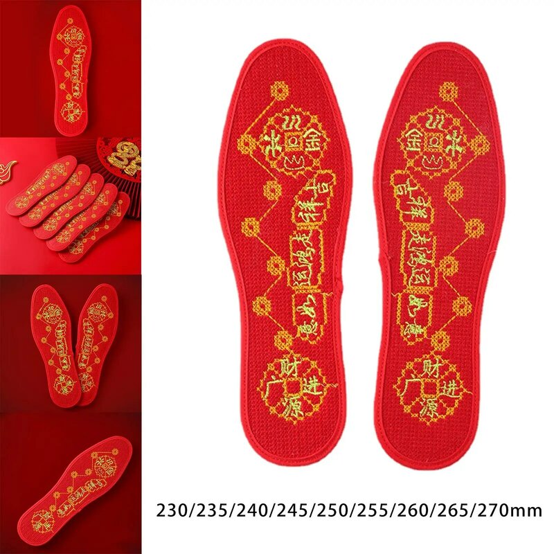 Feng Shui Seven Coins Insoles Replacement Shoe Insoles Shoes Inserts Breathable Good Luck Insoles Red for Unisex Skiing Sneakers