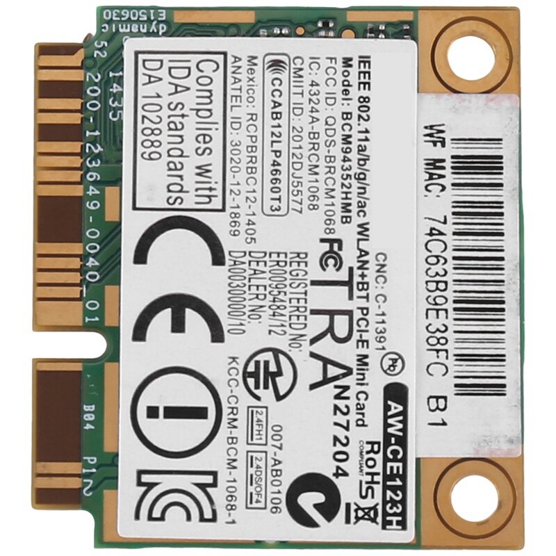 1 قطع ل Azurewave BCM94352HMB واي فاي بطاقة صغيرة Pcie 802.11AC 867 ميجا هرتز بطاقة لاسلكية