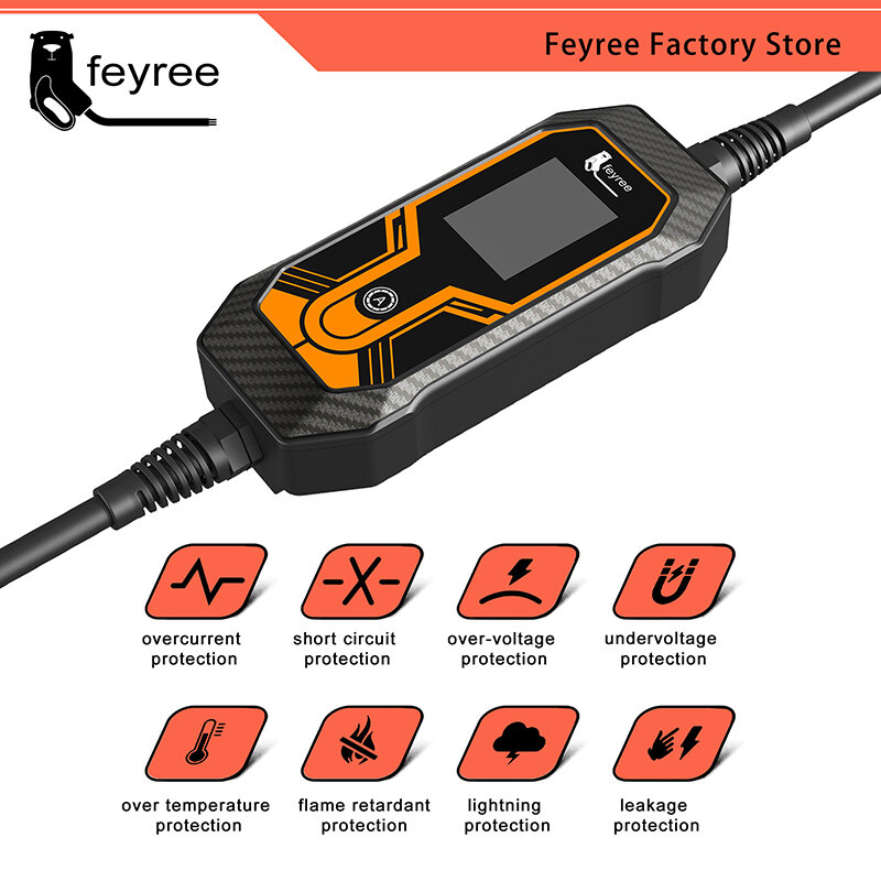 Feyree-شاحن محمول للسيارات الكهربائية ، كابل EVSE ، صندوق شحن ، قابس CEE ، مركبة كهربائية ، نوع 2 ، 5 متر ، 11KW ، 16A ، 3 المرحلة ، EVSE