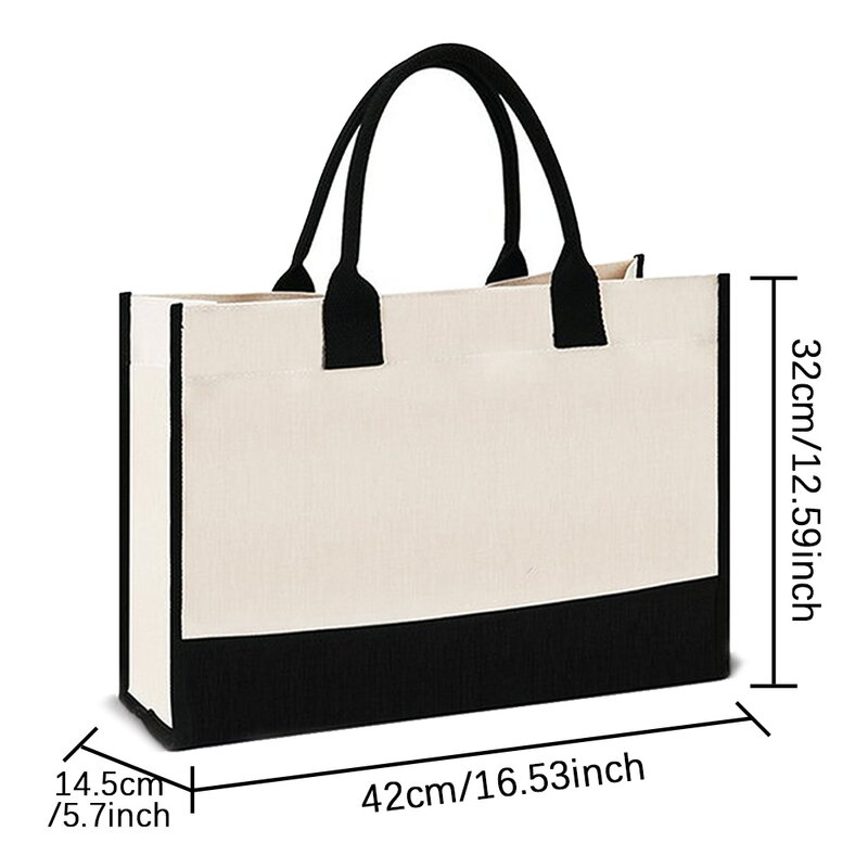 حقيبة تسوق محمولة للنساء ، جوت قابل لإعادة الاستخدام وصديق للبيئة ، سلسلة بيو ، نمط طباعة ، محمول باليد ، جديد