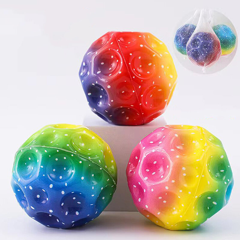 كرة نطاطة ناعمة مضادة للسقوط للأطفال ، شكل القمر ، كرة مسامية ، تصميم مريح ، كرة ترتد مطاطية ، لعبة مفيدة