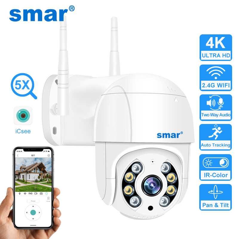 Smar-كاميرا لاسلكية خارجية ، 1080P ، 4MP ، 5MP ، 4K ، WiFi ، 5X التكبير الرقمي ، PTZ ، الأشعة تحت الحمراء للرؤية الليلية ، اتجاهين الصوت ، أمن الوطن ، XMEYE