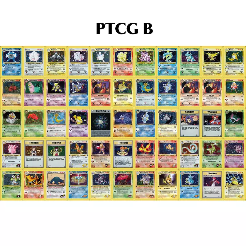 بوكيمون النادرة المجسم جمع بطاقة ، PTCG وكيل بطاقة مجموعة ، الأزرق الأساسية ورقة ، 1st الطبعة ، الاطفال بوكيمون لعبة ، 55 قطعة