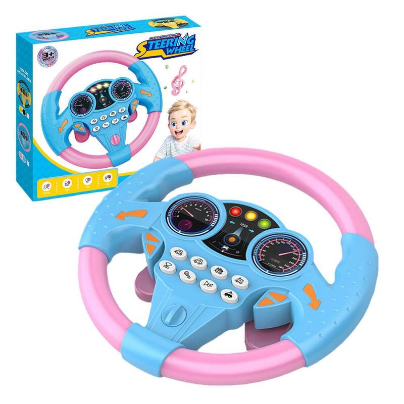 لعبة عجلة قيادة محاكاة كهربائية للأطفال ، لعبة سيارة تعليمية ، لعبة صوتية ، ضوء وصوت ، مساعد طيار ، هدية
