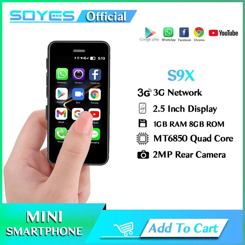 S9X الترا سليم هاتف ذكي صغير 2.5 بوصة عرض 1G RAM 8GB ROM رباعية النواة بلوتوث كاميرا 2MP واي فاي 3G WCDMA هاتف محمول صغير