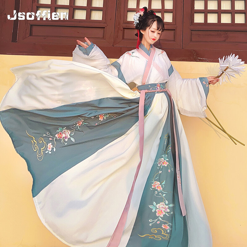 الصينية التقليدية فستان الأميرة امرأة القديمة Hanfu زي سيدة أناقة الجنية تأثيري الملابس تانغ سلالة الرقص الشعبي