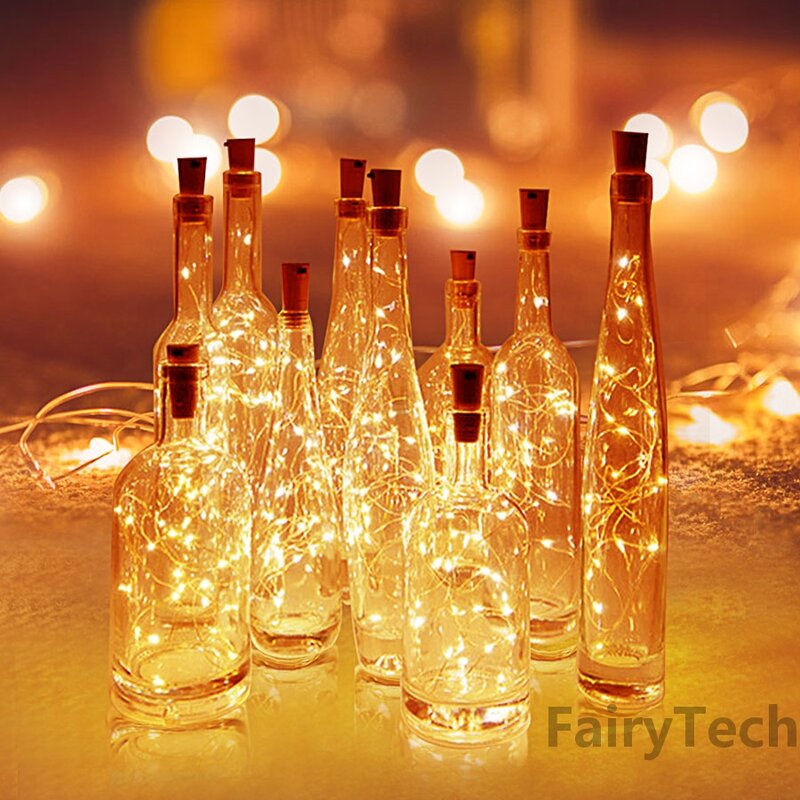 10 قطعة بطارية تعمل بالطاقة النبيذ الفلين زجاجة ضوء 30LED الجنية ضوء مصباح بار حفلة عيد ميلاد مثبت زجاجي ضوء بار (بطارية مجانية)