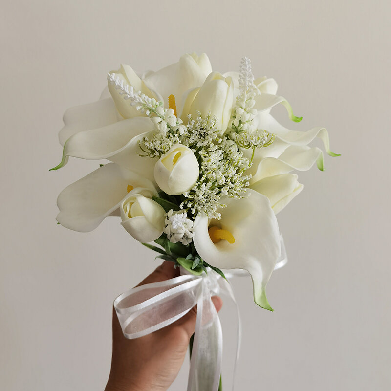 باقة الزفاف الاصطناعي كالا زنبق اليد باقة الزفاف عقد الزهور لوصيفة الشرف الزفاف الزهور اكسسوارات الزفاف