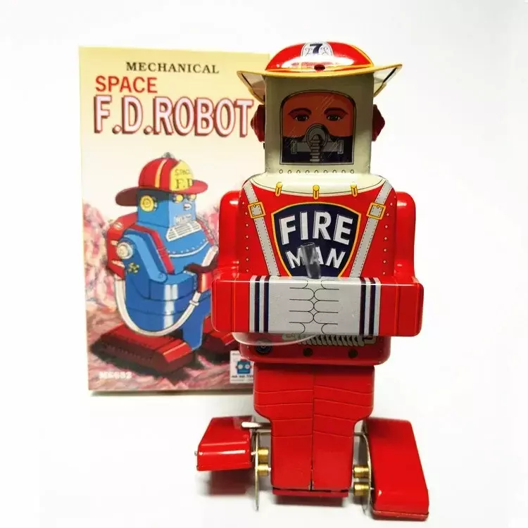 ريترو النار رجل لعبة معدنية للأطفال والكبار ، عقارب الساعة الميكانيكية ، شخصيات العمل ، نموذج ، رجل النار ، الفضاء ، مضحك ، هدية